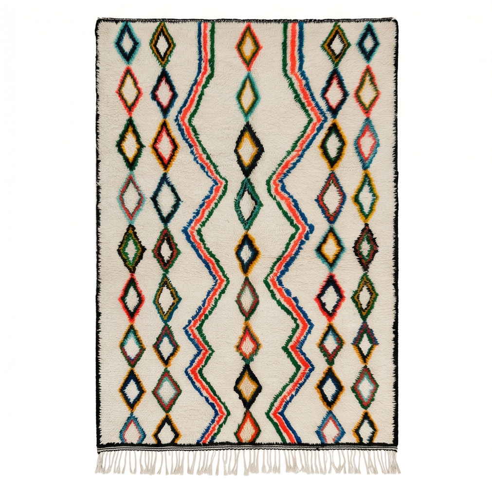 Tapis berbère à losanges multicolores