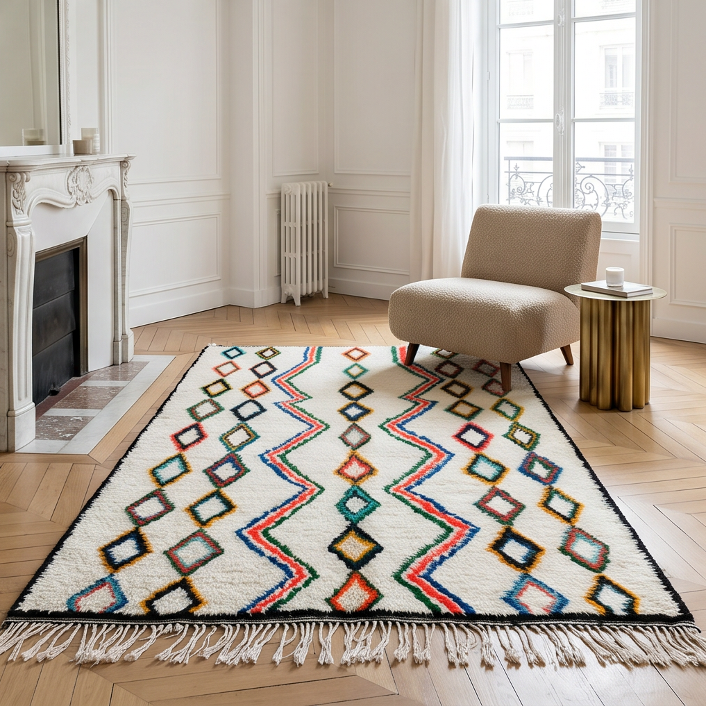 Tapis berbère à losanges multicolores