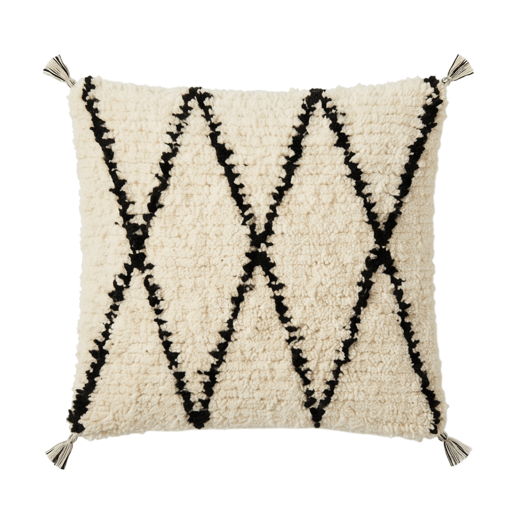 Coussin Béni Ouarain à losanges noirs