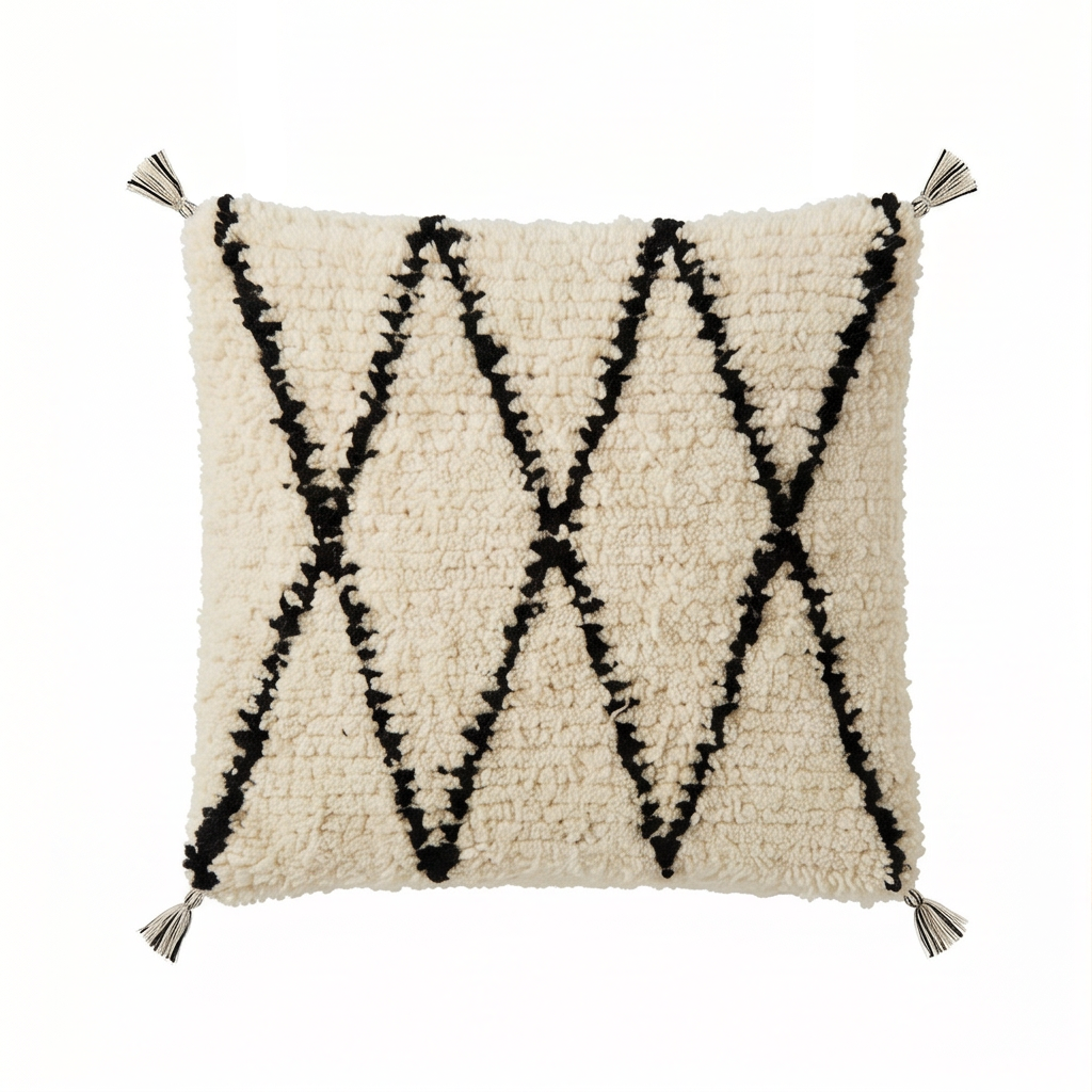 Coussin Béni Ouarain à losanges noirs