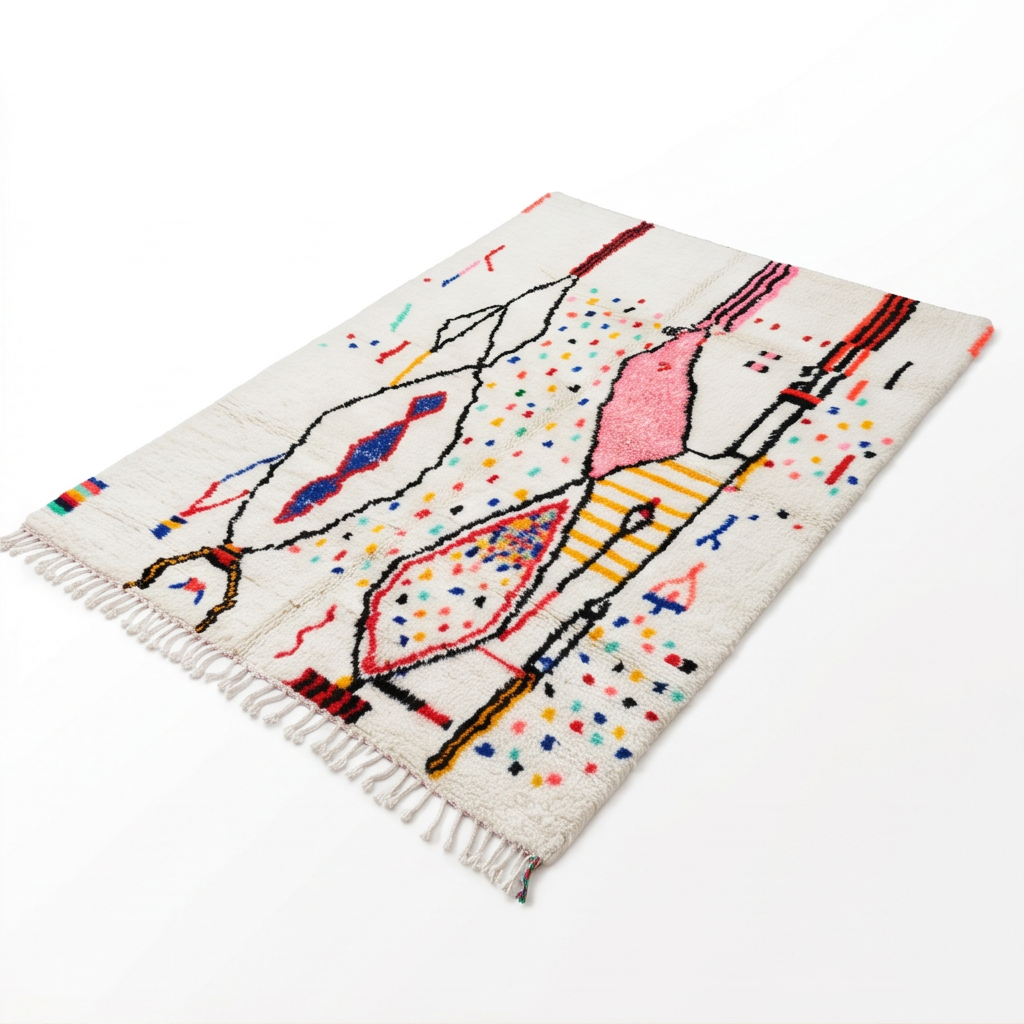 Tapis Azilal aux formes et points colorés