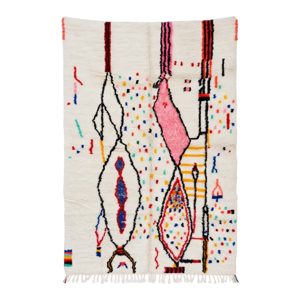 Tapis Azilal aux formes et points colorés