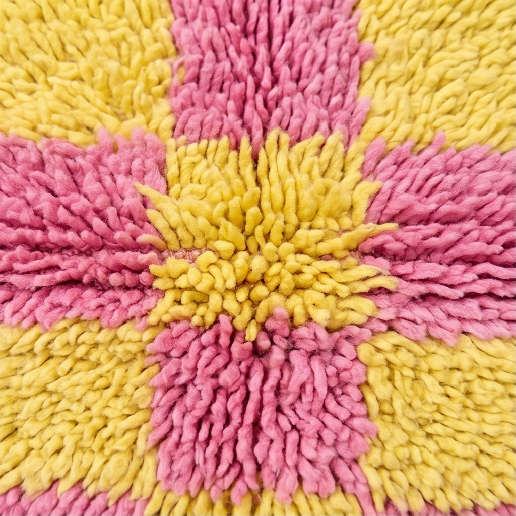 Petit tapis berbère damier rose et jaune