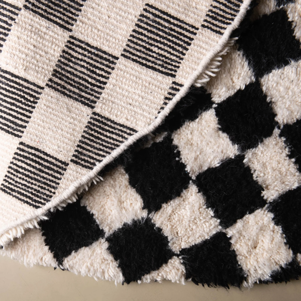 Tapis berbère rond damier - Sur mesure