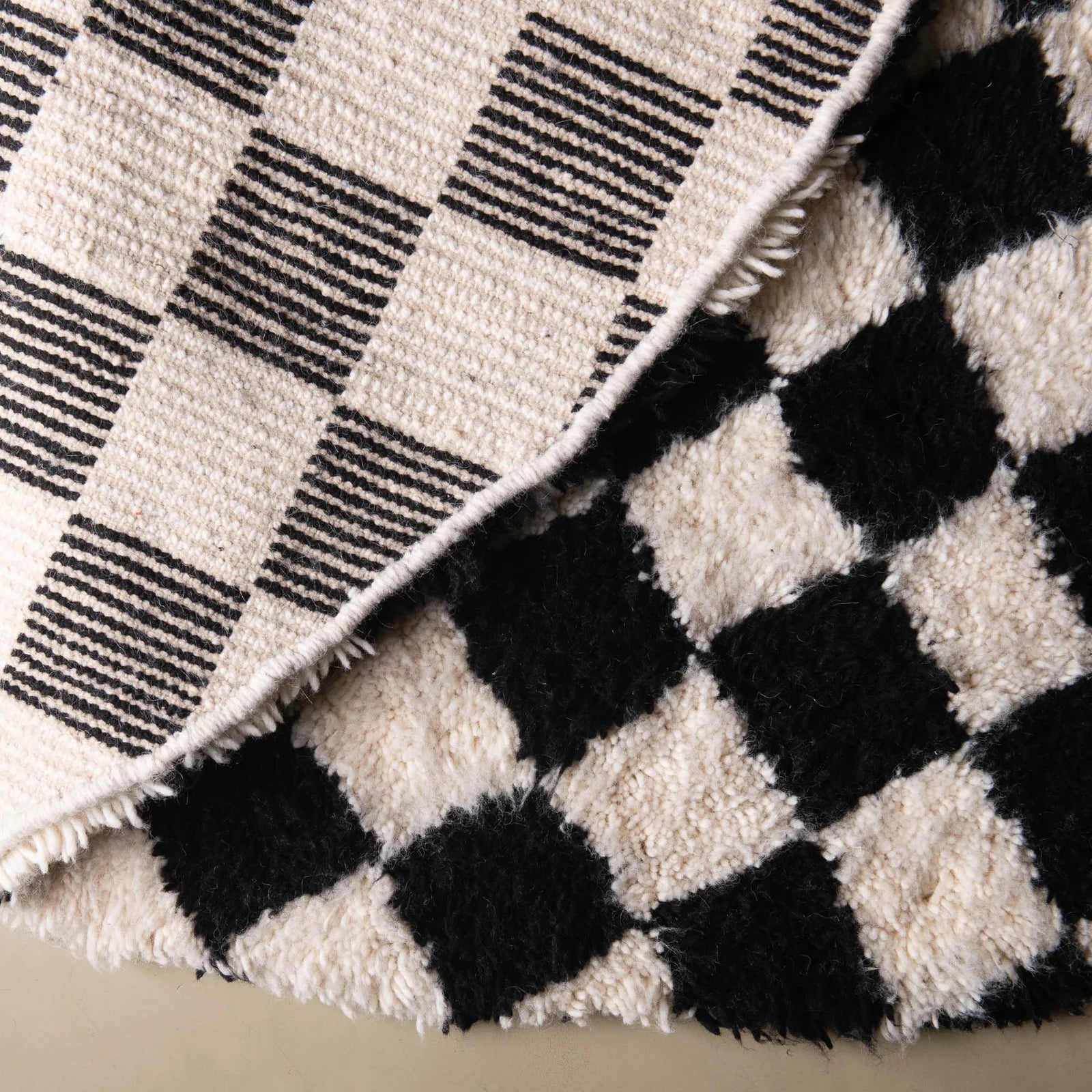 Tapis berbère rond damier - Sur mesure