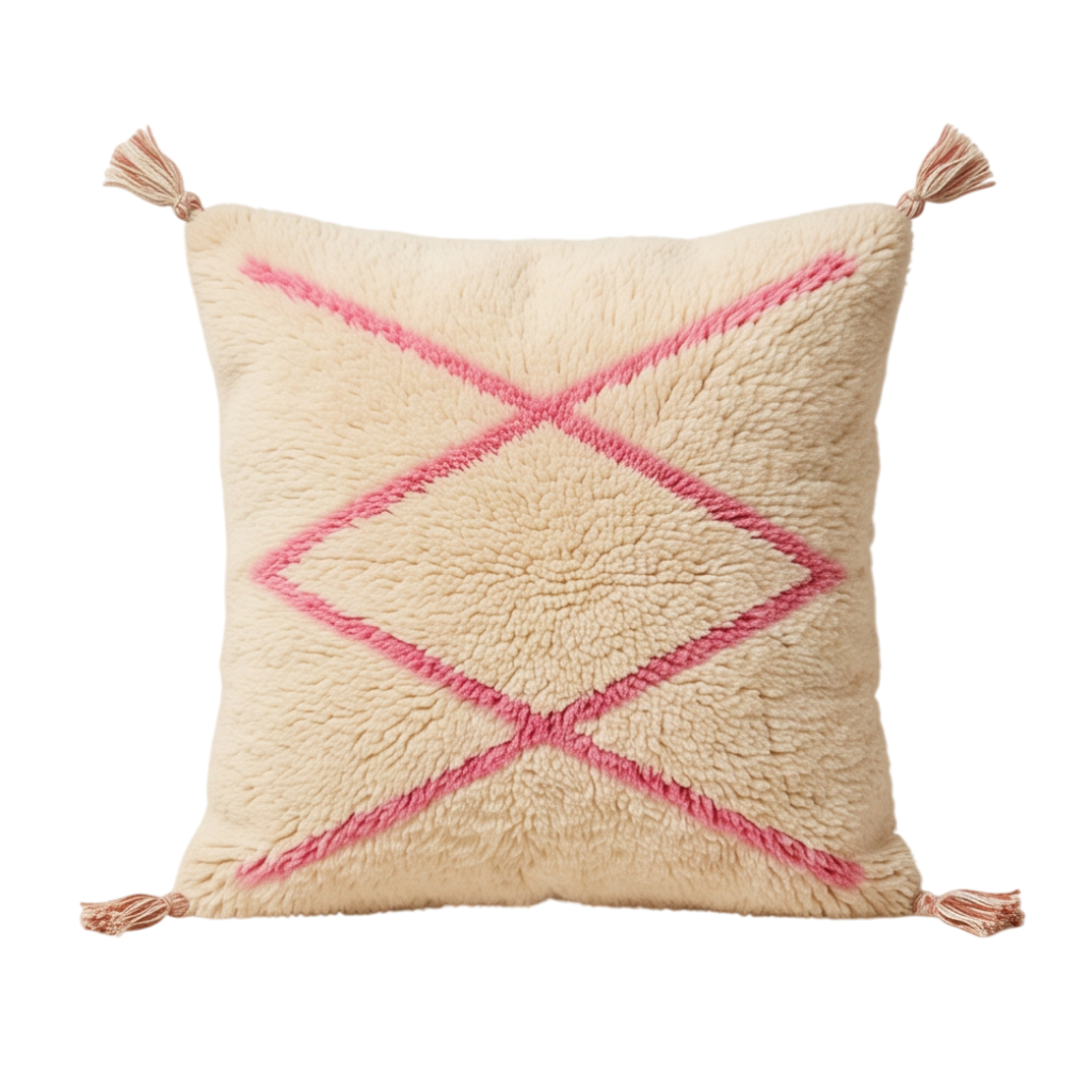 Coussin Beni Ouarain losanges roses