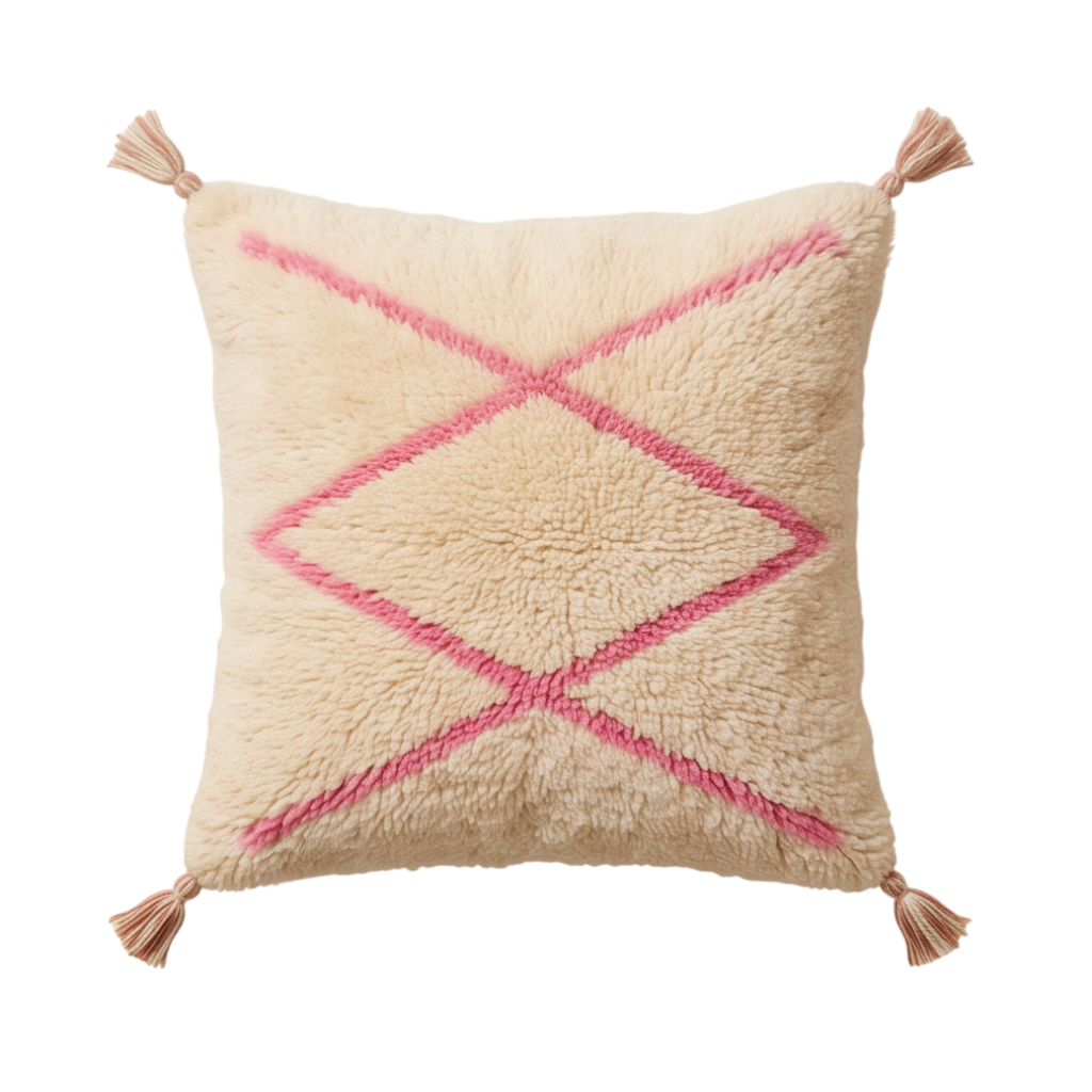 Coussin Beni Ouarain losanges roses