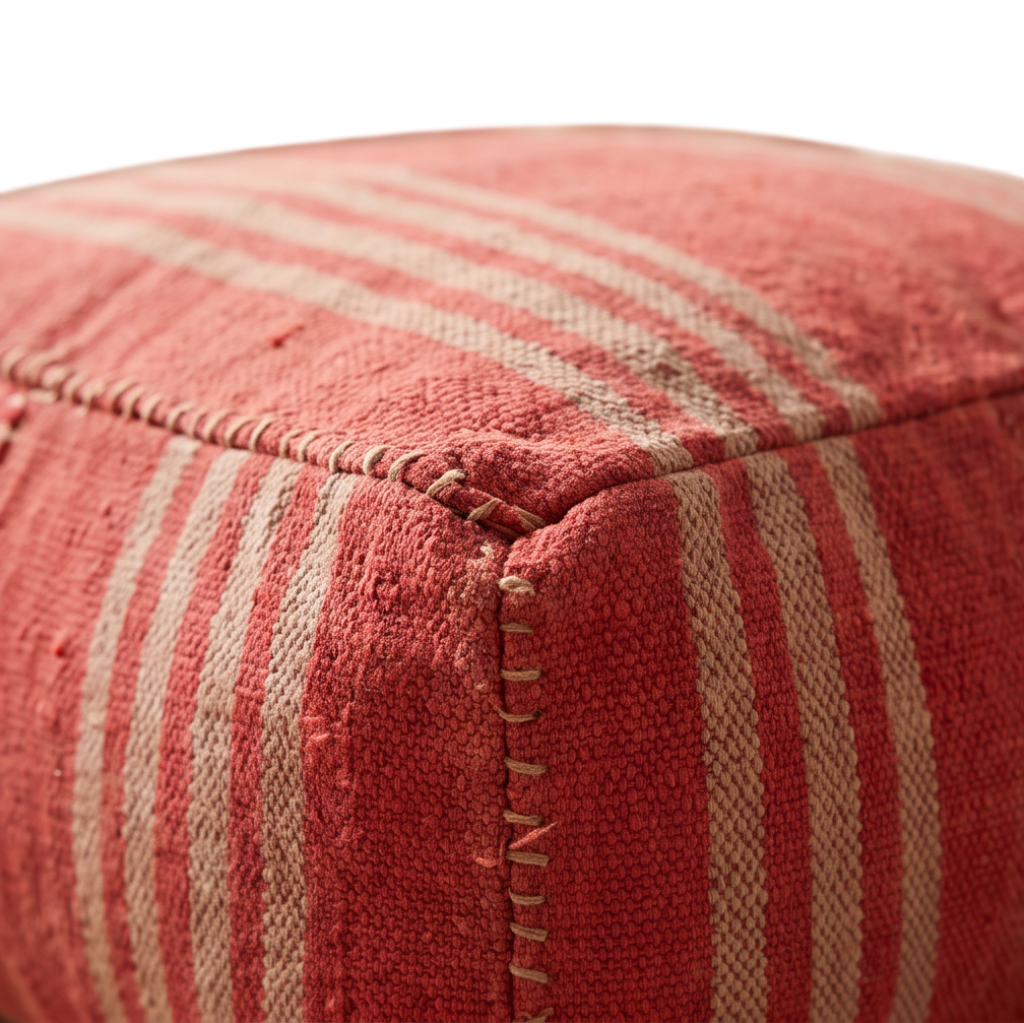 Pouf berbère rouge rayures fines