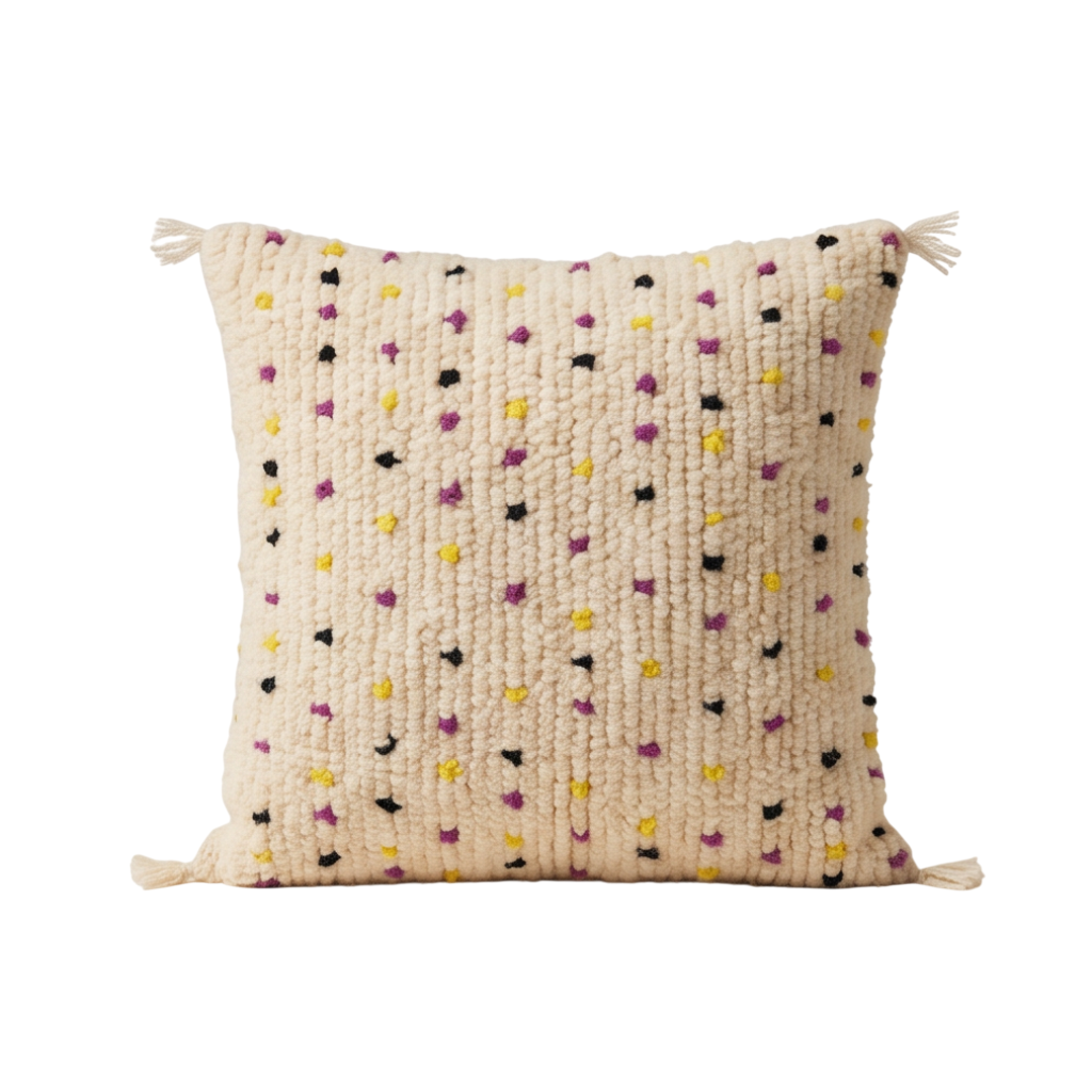 Coussin Béni Ouarain pois multicolores