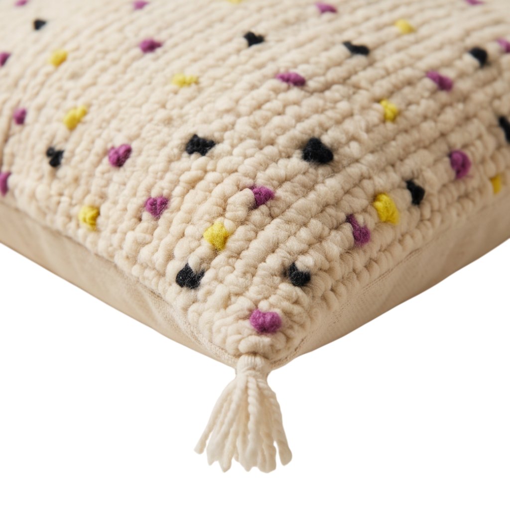Coussin Béni Ouarain pois multicolores