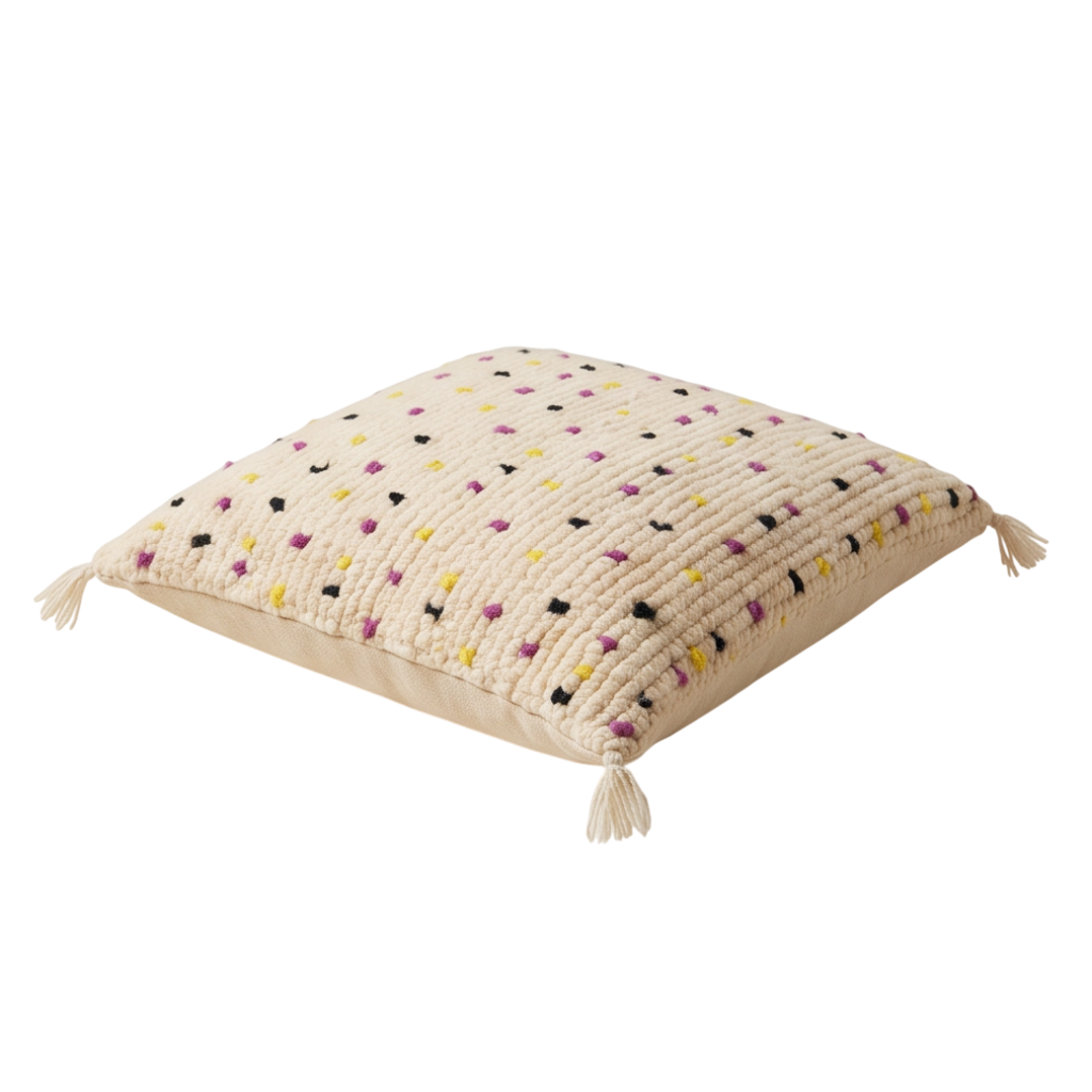 Coussin Béni Ouarain pois multicolores