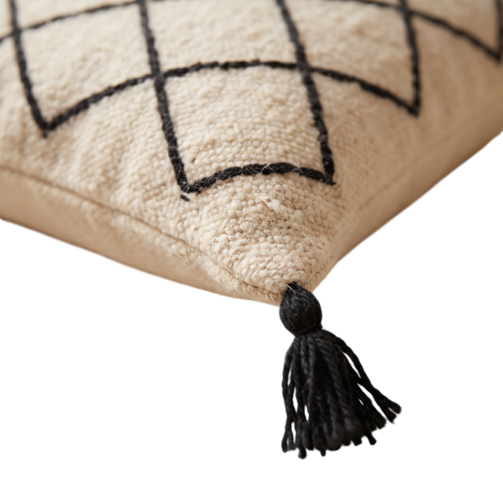 Coussin berbère écru losanges Beni Ourain