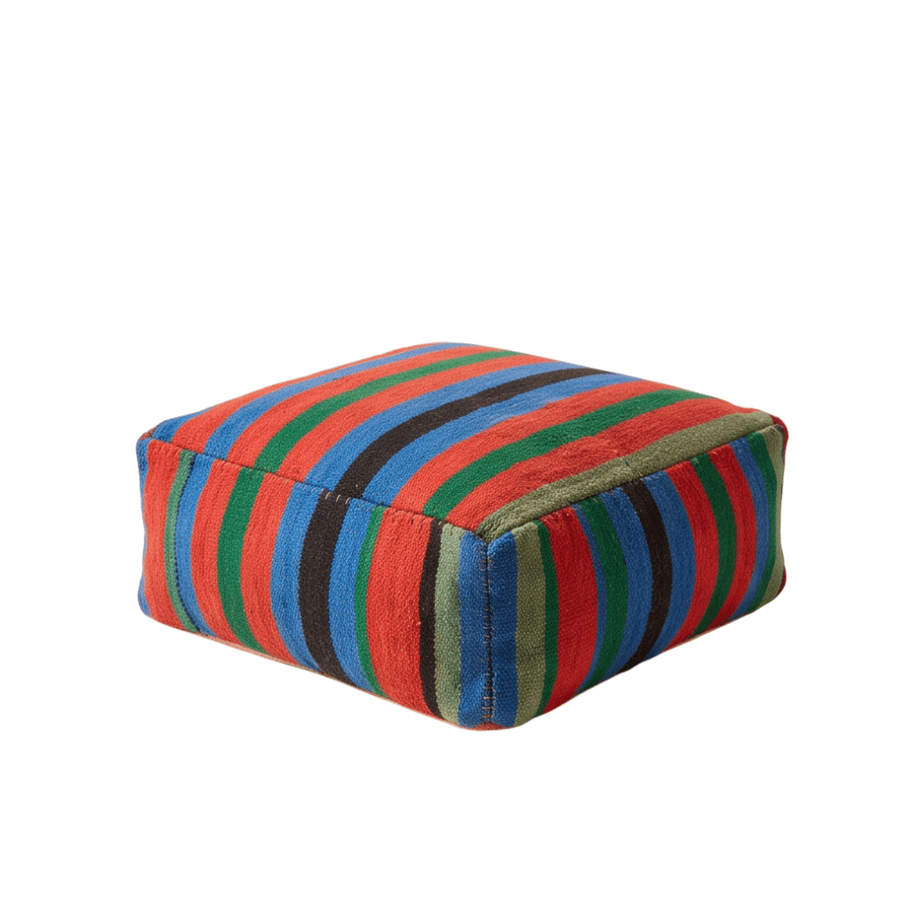 Pouf berbère multicolore style Boucherouite