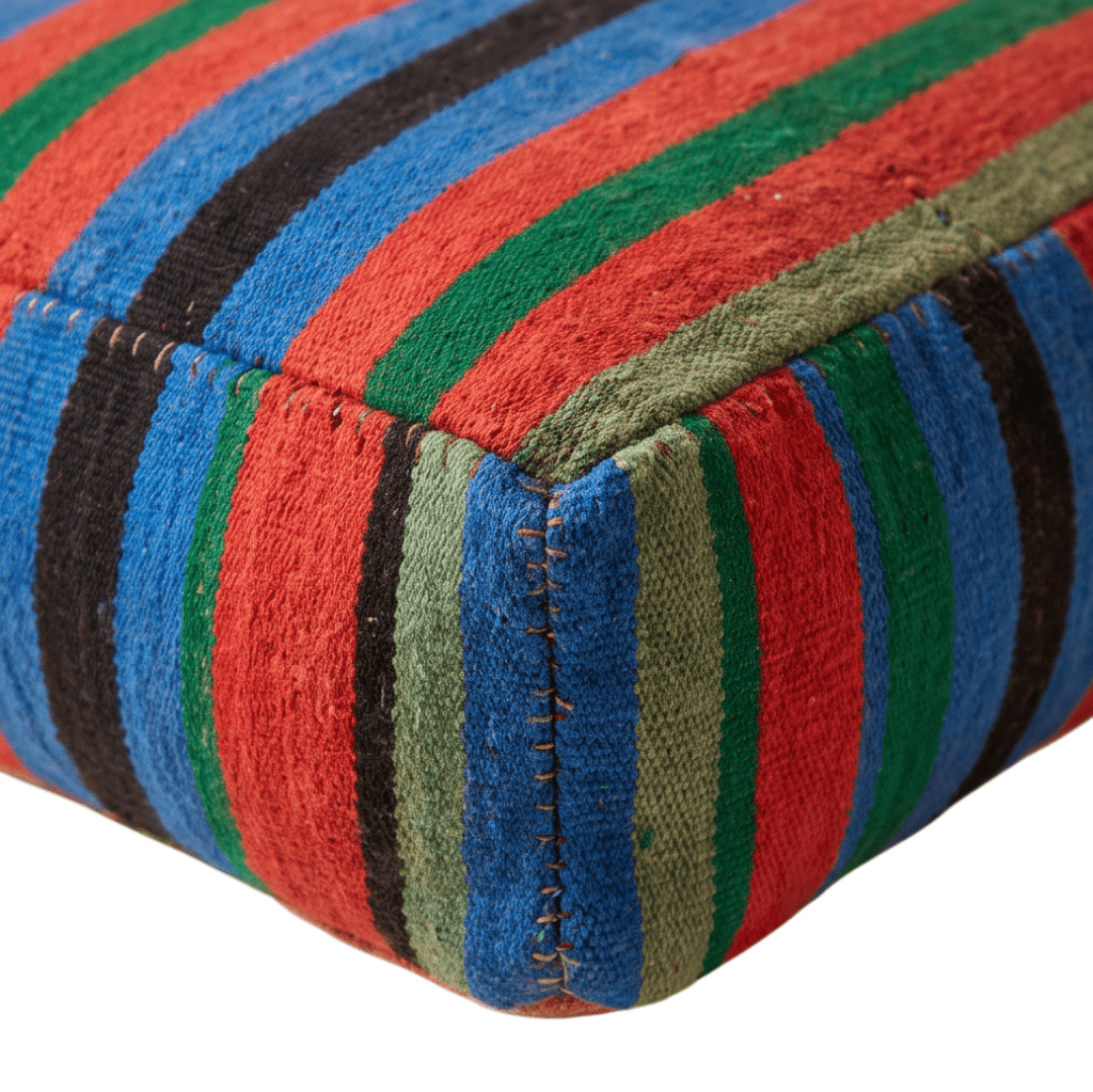 Pouf berbère multicolore style Boucherouite