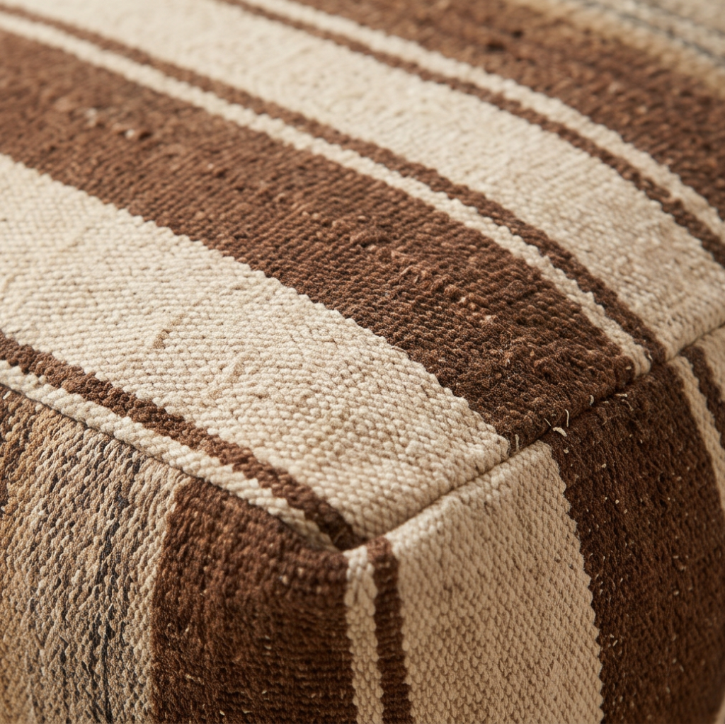 Pouf berbère marron rayures naturelles