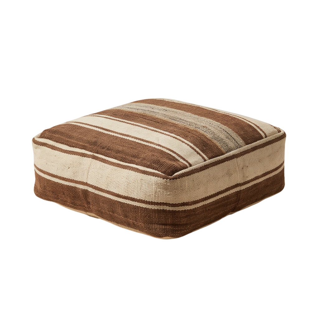 Pouf berbère marron rayures naturelles