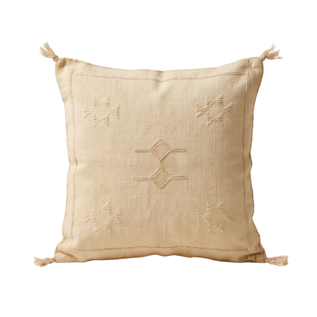 Coussin berbère jaune pâle ton sur ton