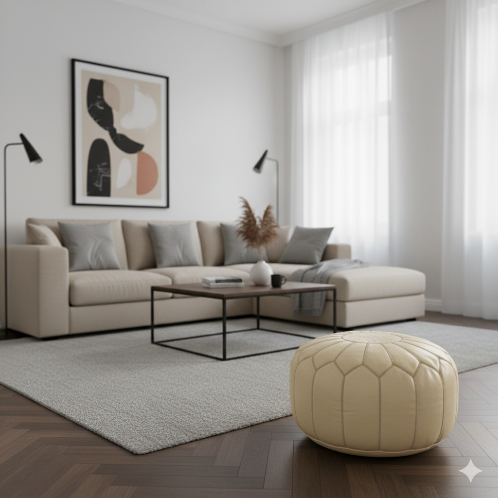 Pouf Marocain crème