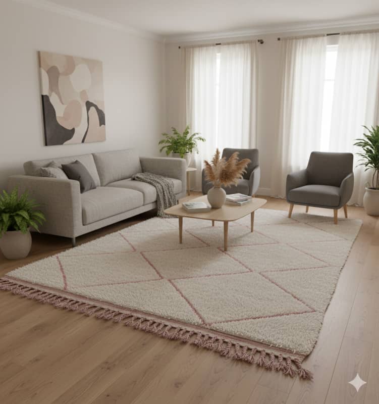 Tapis Berbère Losanges Roses 205x310 cm