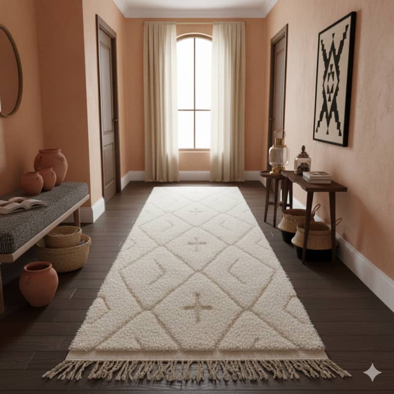 Tapis de couloir Berbère bohème 78x300 cm