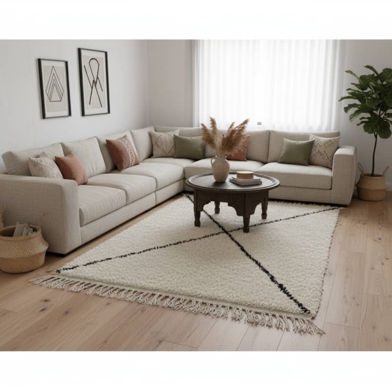Petit Tapis Marocain croix Noir