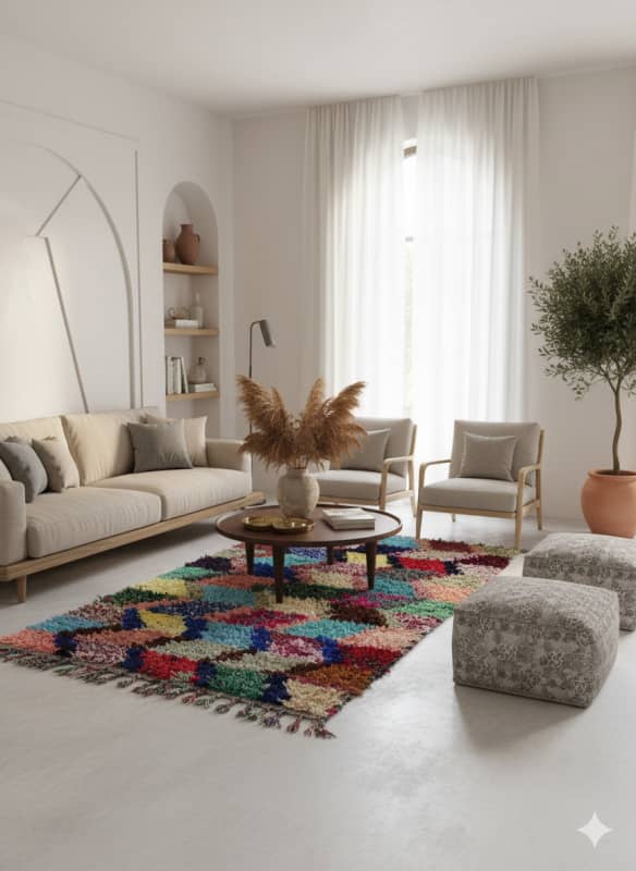 Tapis Berbère Boucherouite Multicolore 110x190 cm