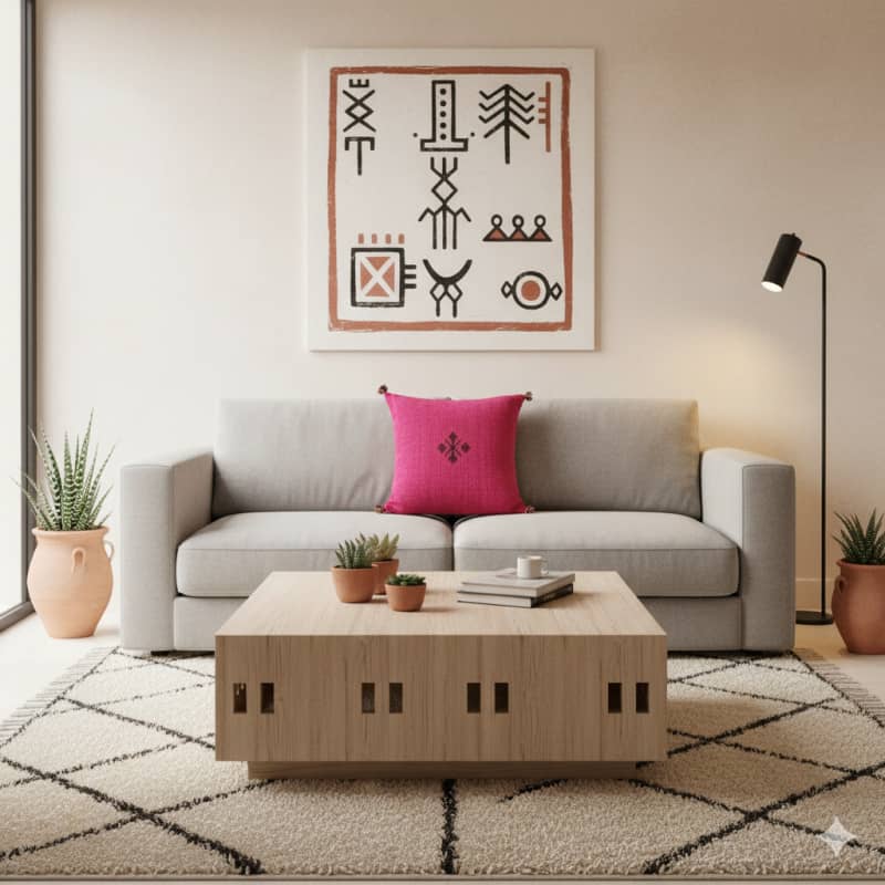 Coussin Marocain Rose en Coton