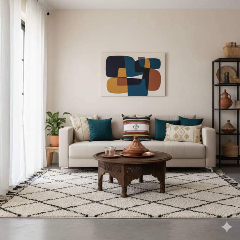 Coussin berbère coloré en Coton