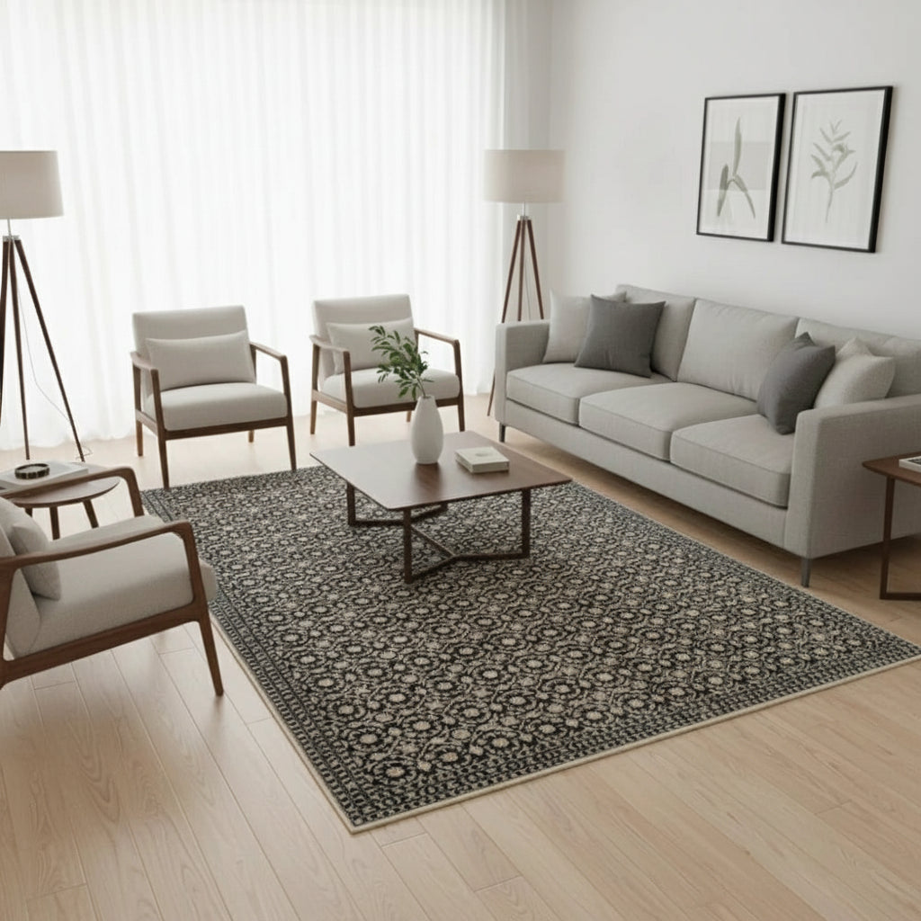 Tapis moderne noir et beige KATA