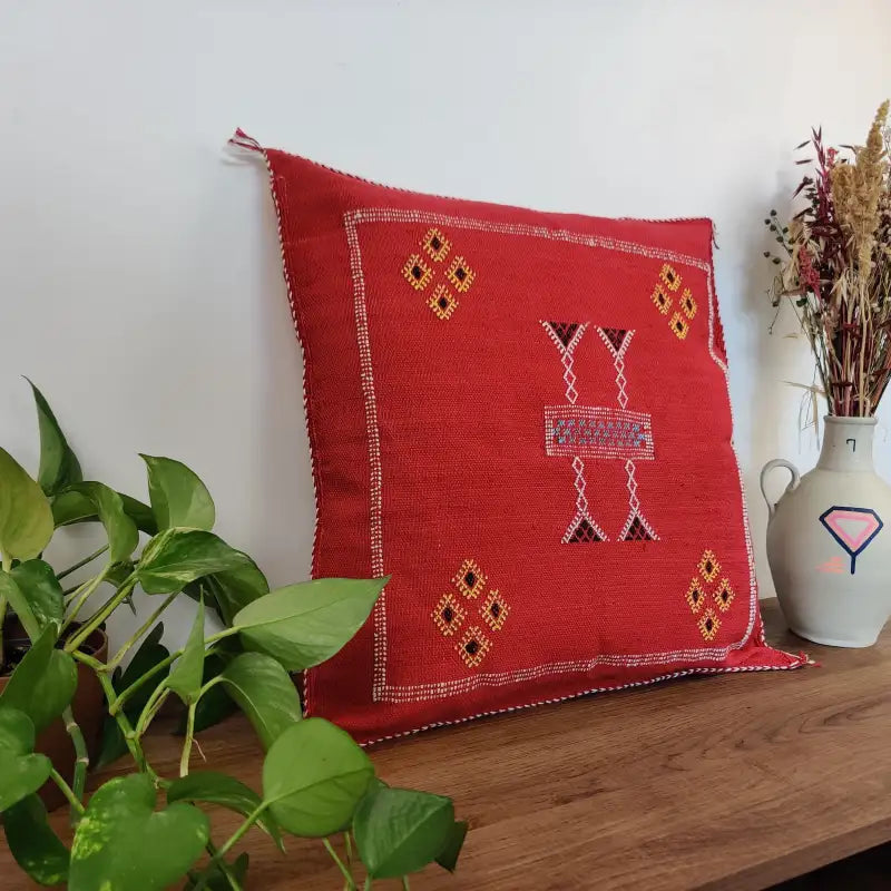 Vue angle 1 du Coussin Sabra Rouge Vintage 