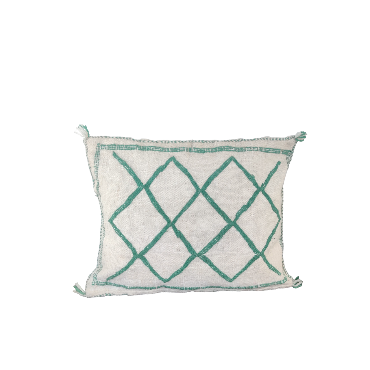 Coussin marocain blanc vert Kilim - MAZIR Décoration