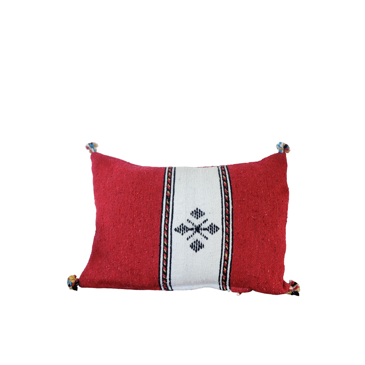 Coussin rectangulaire rouge et blanc