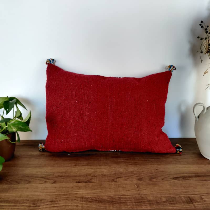 Coussin rectangulaire rouge et blanc - MAZIR Décoration