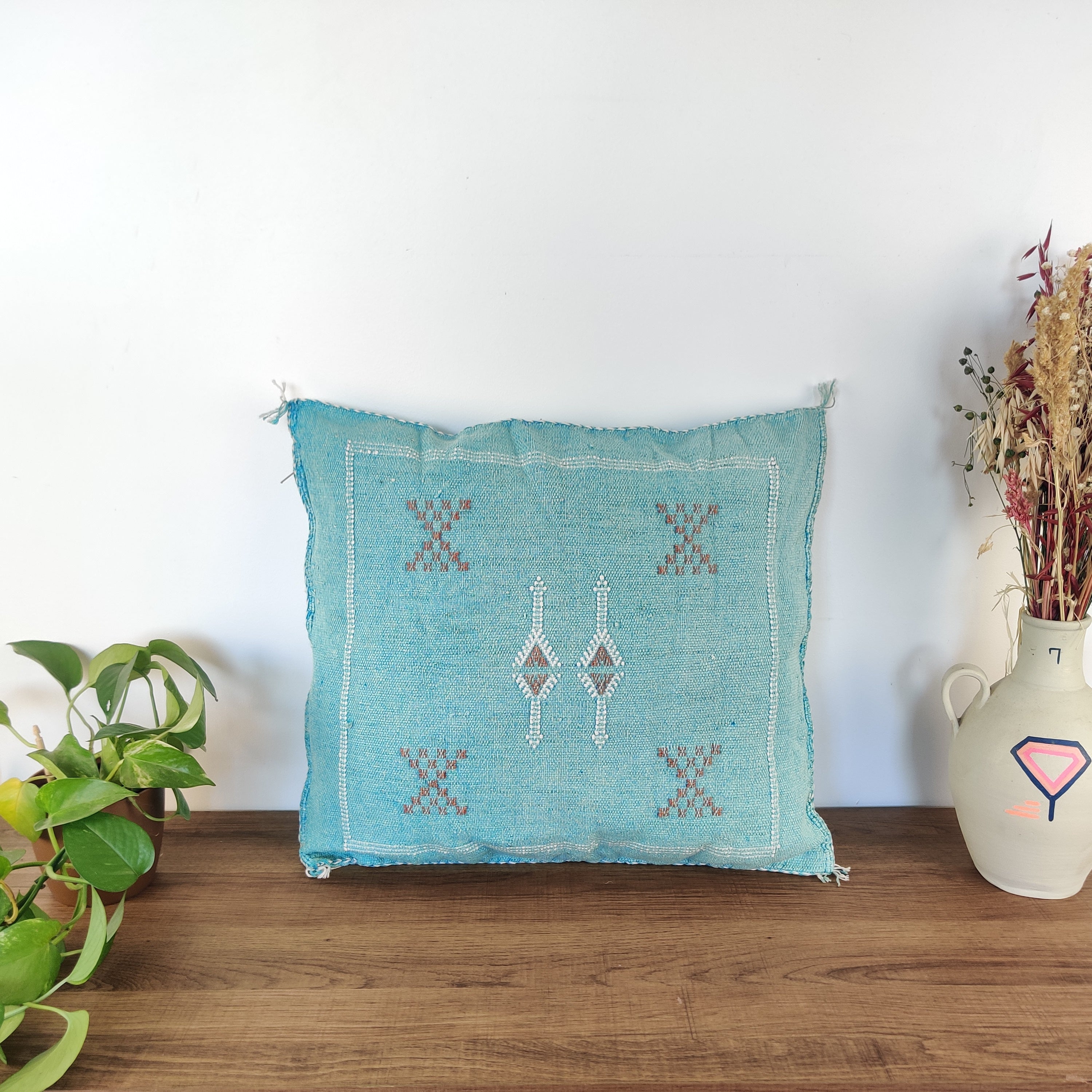 Coussin Sabra Turquoise berbère - MAZIR Décoration