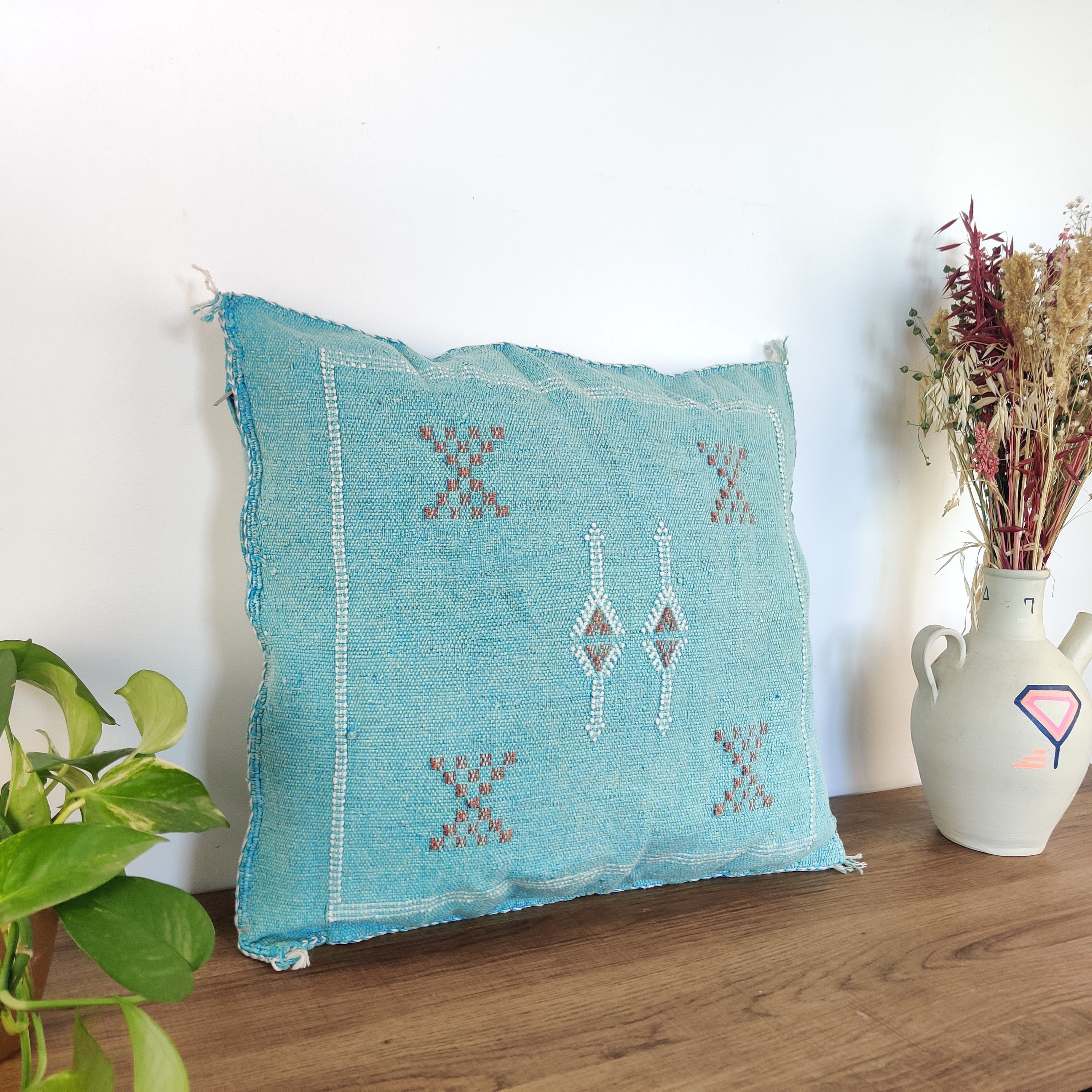 Coussin Sabra Turquoise berbère - MAZIR Décoration