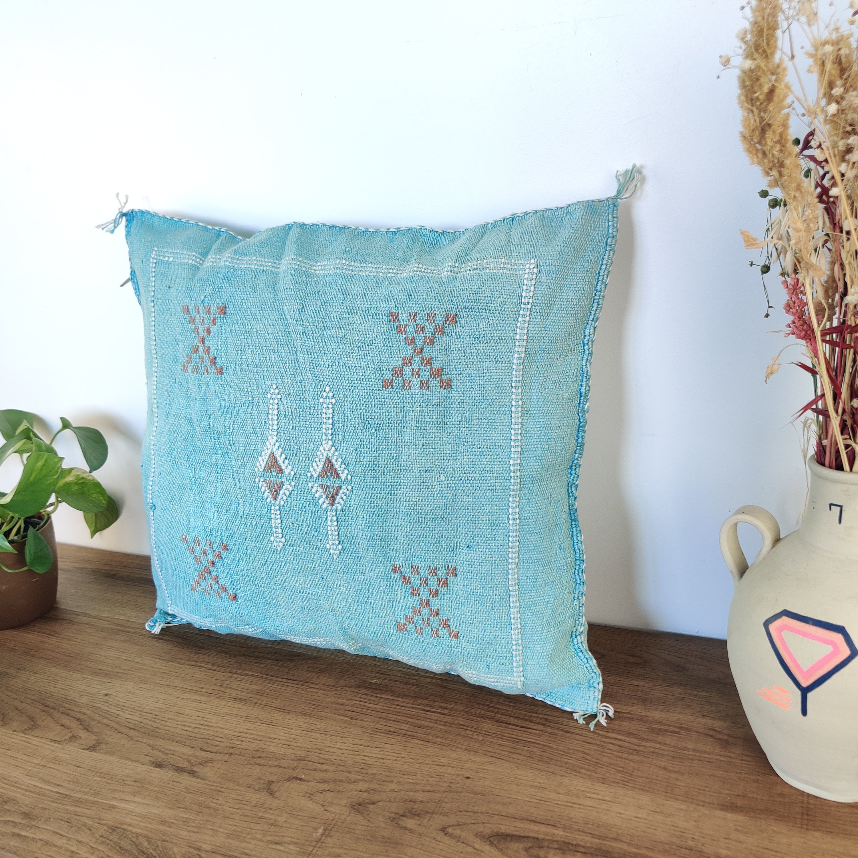 Coussin Sabra Turquoise berbère - MAZIR Décoration