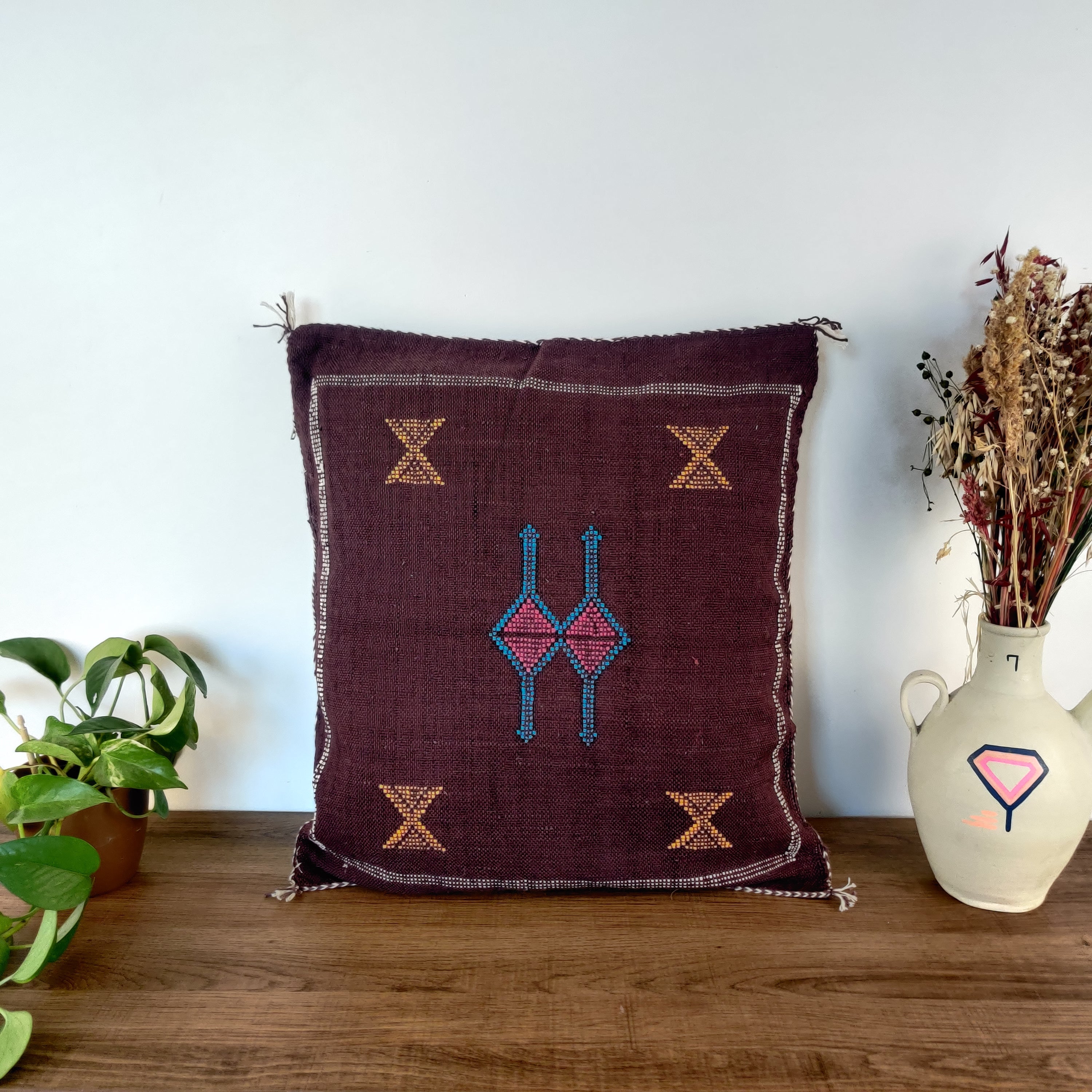 Coussin Sabra marocain Soie de Cactus - MAZIR Décoration