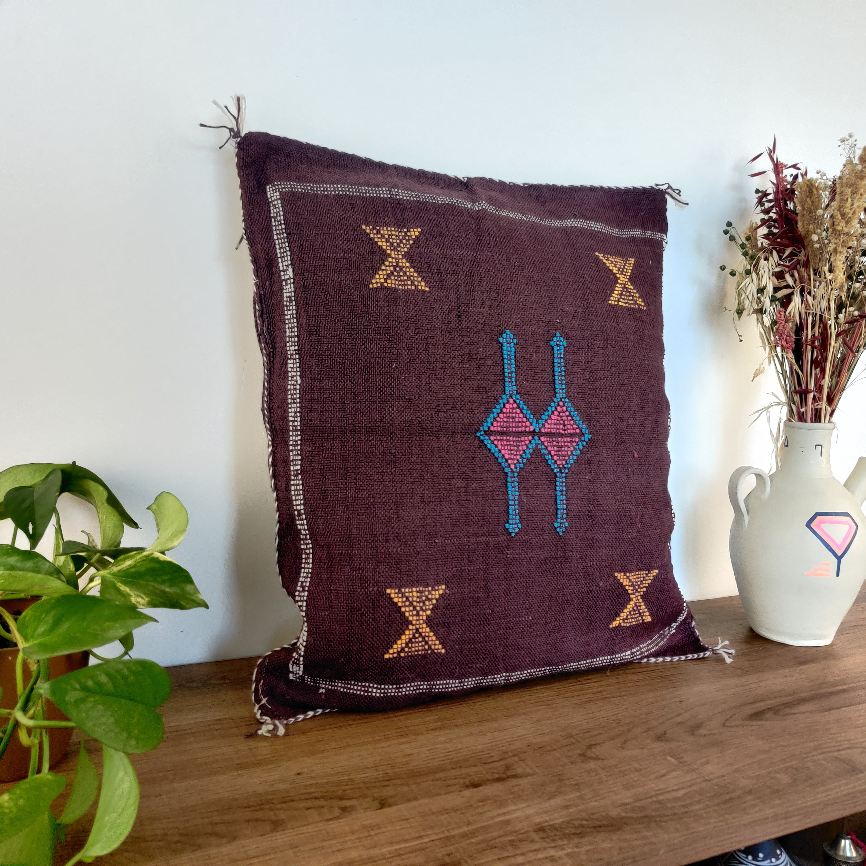 Coussin Sabra marocain Soie de Cactus - MAZIR Décoration