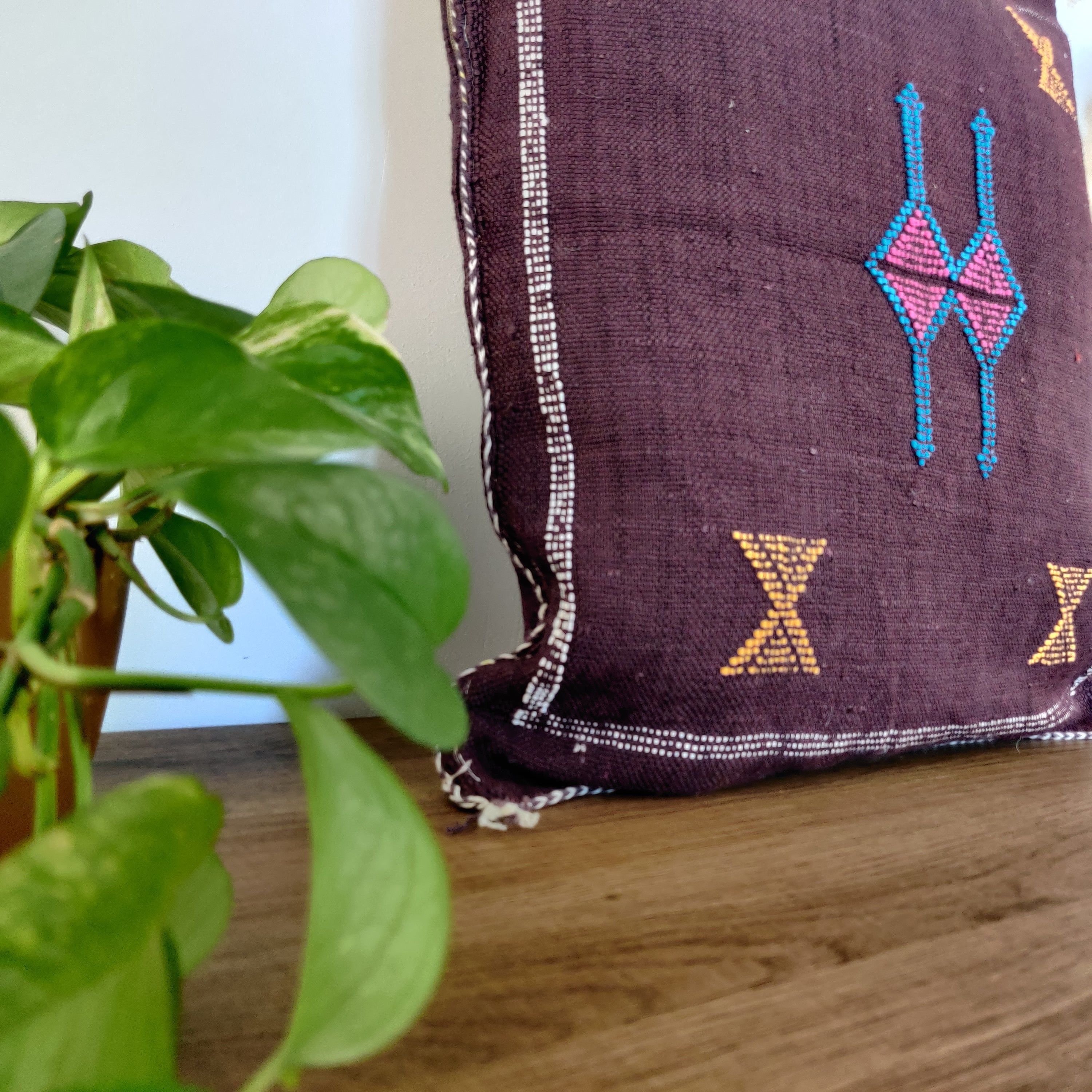 Coussin Sabra marocain Soie de Cactus - MAZIR Décoration