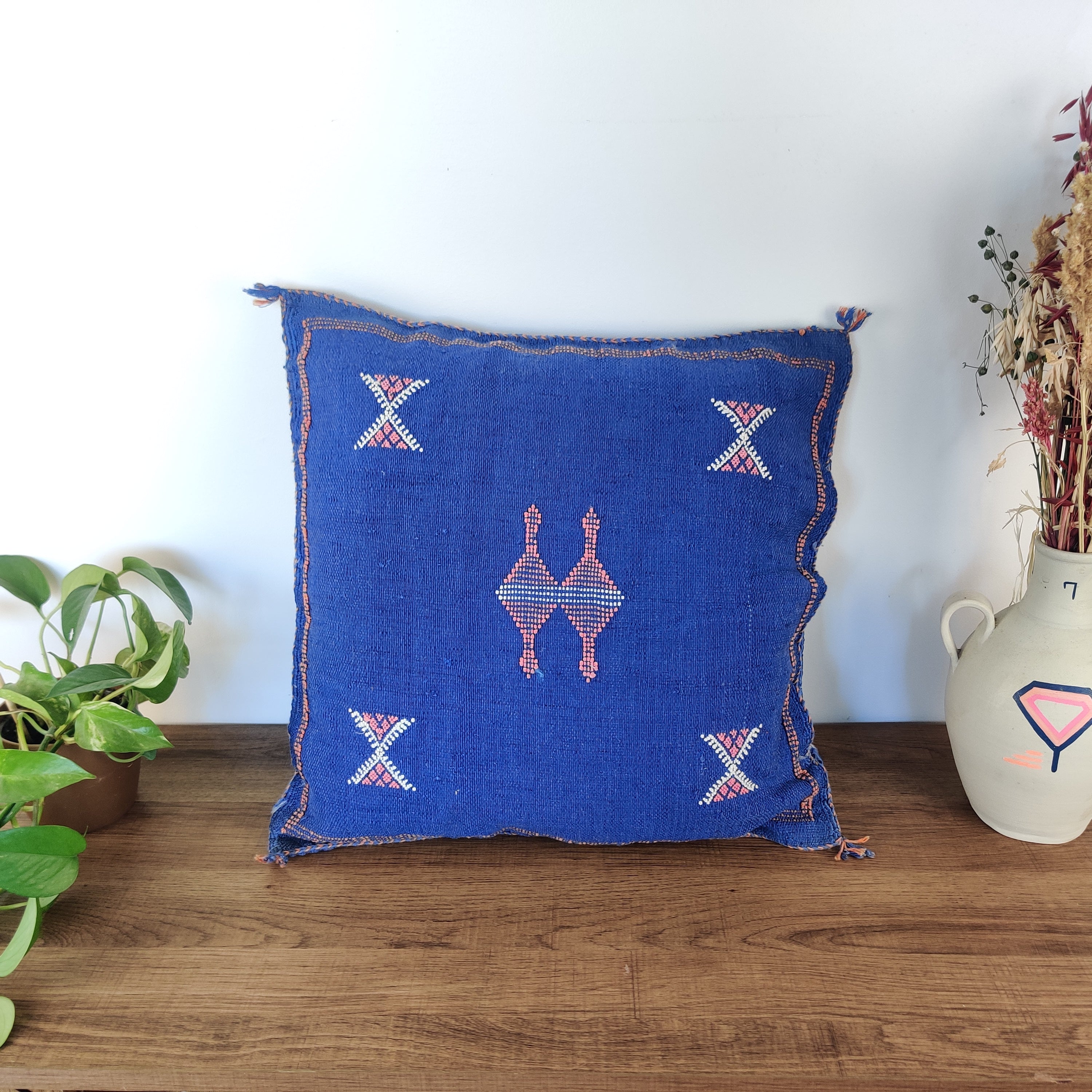 Coussin berbère Bleu Sabra - MAZIR Décoration