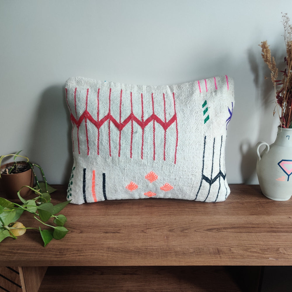 Coussin bohème marocain blanc
