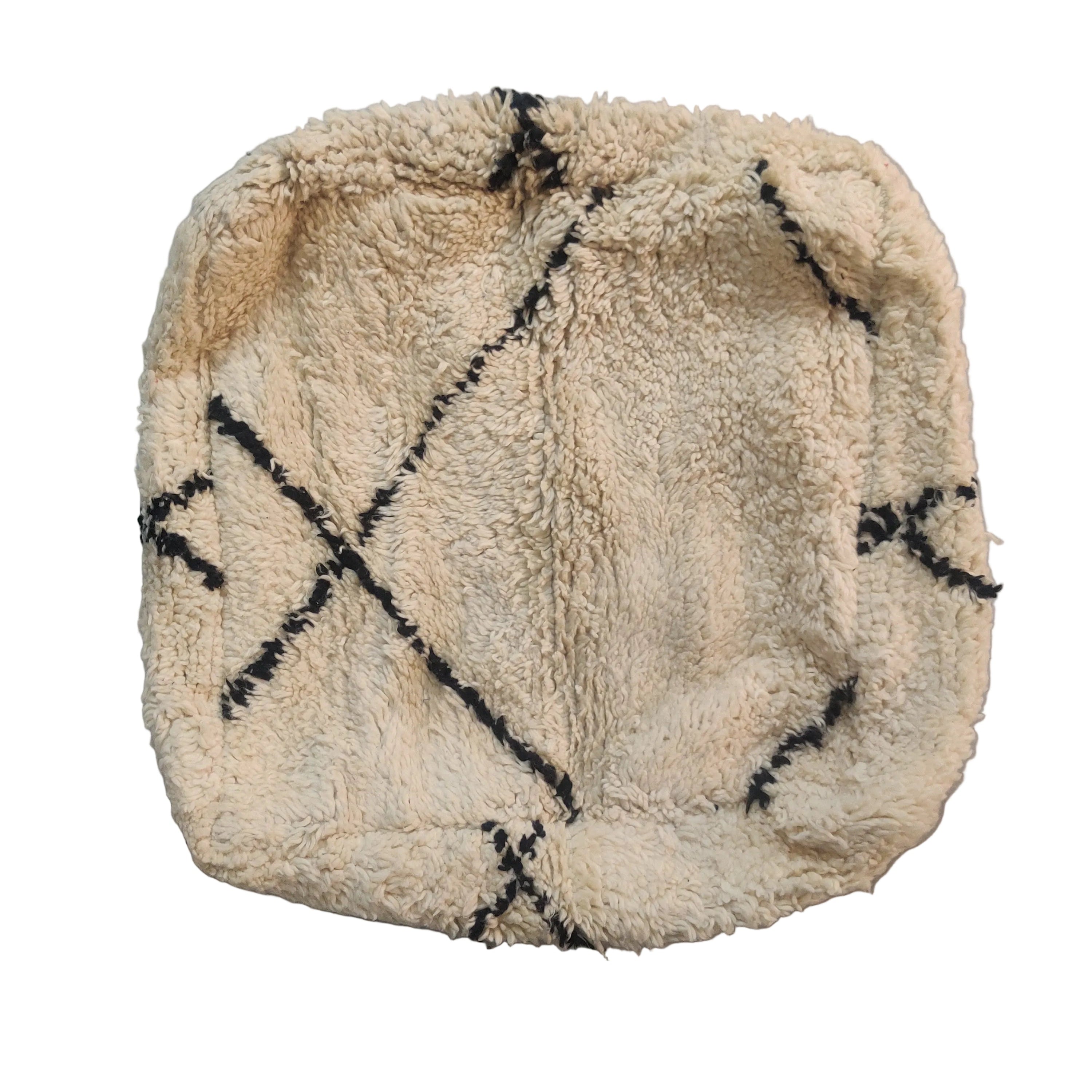 Pouf berbère écru losanges Beni Ourain