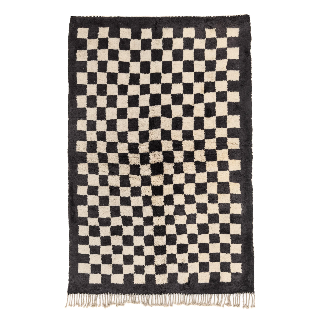 Tapis berbère noir damier - Sur mesure