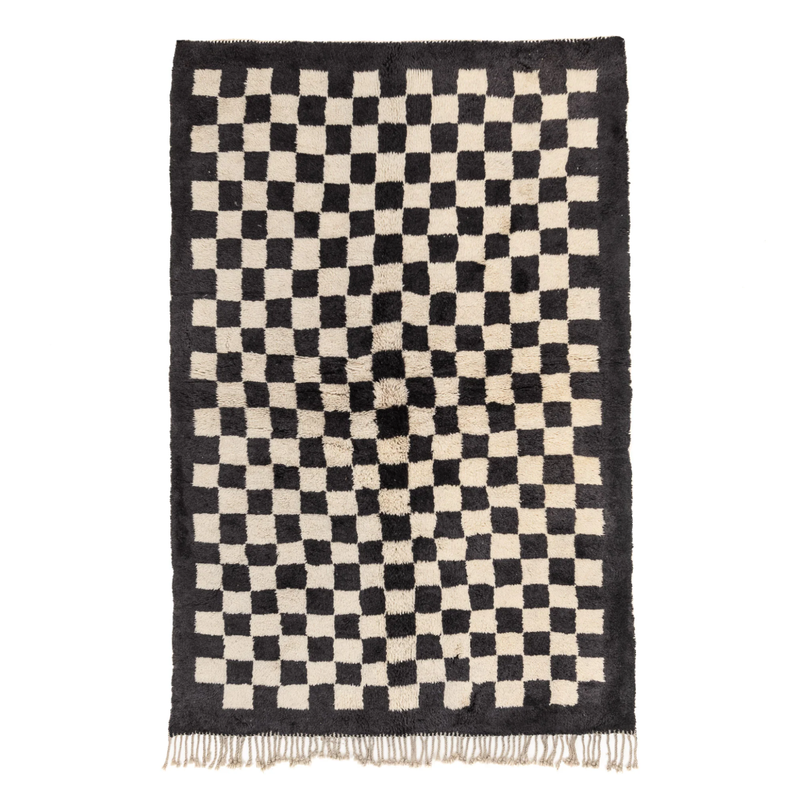 Tapis berbère noir damier - Sur mesure