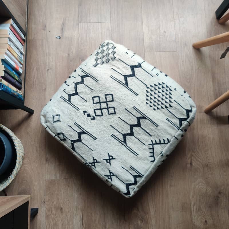 Pouf Marocain motif tribal | MAZIR Décoration