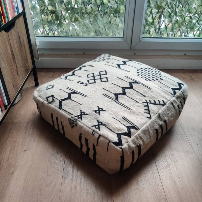 Pouf Marocain motif tribal | MAZIR Décoration