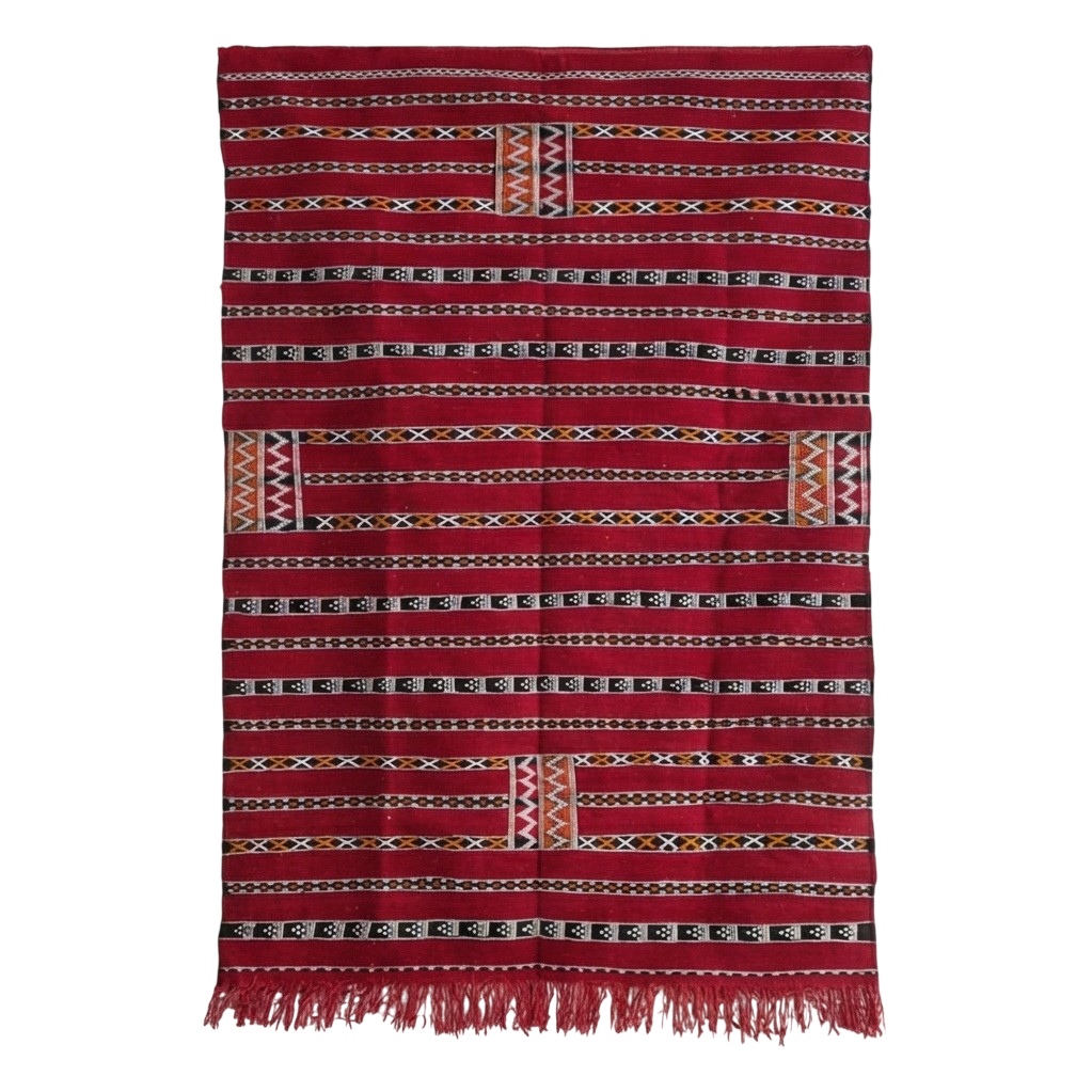Tapis marocain kilim rouge 140x230 cm
