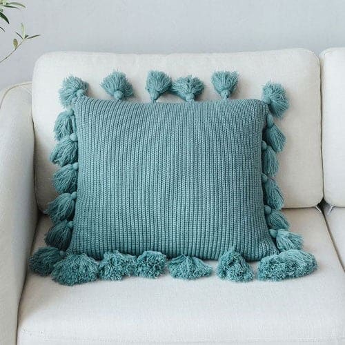 Coussin à pompons Méduse verte, Coussin pour le canapé, Coussin décoratif  pour le salon, pour la chambre, Coussins modernes Coussins exclusifs