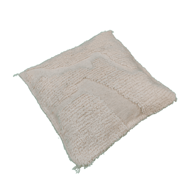 Ravissant Coussin Beni Ouarain blanc Vintage motif creux