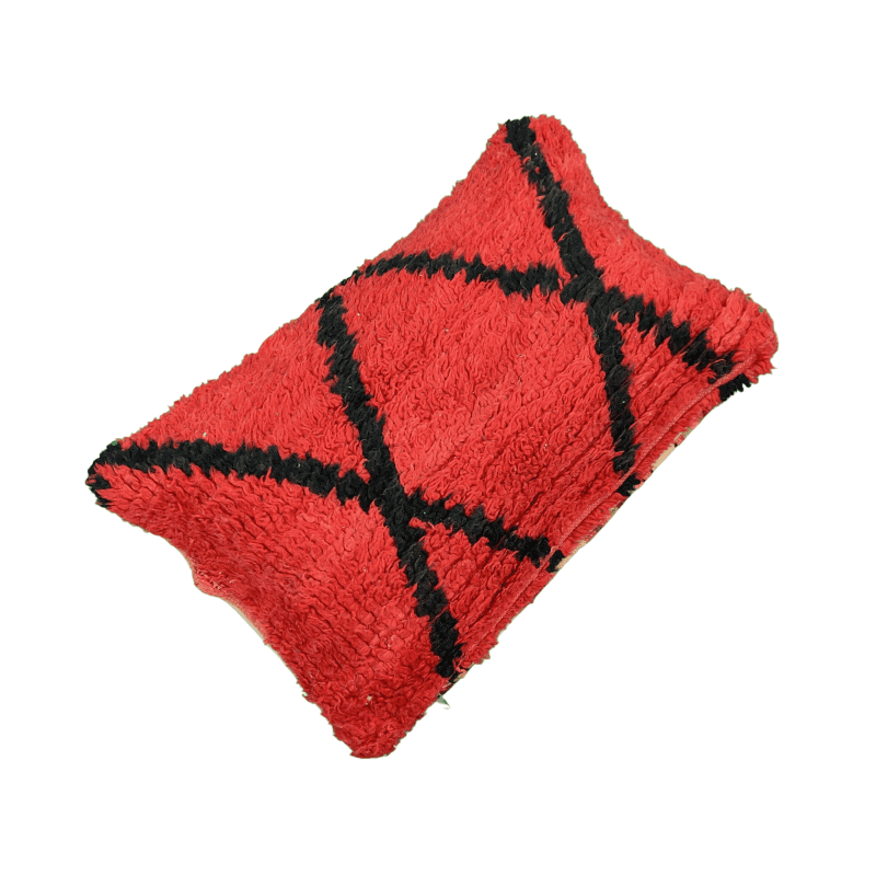 Coussin béni ouarain Rouge et noir marocain